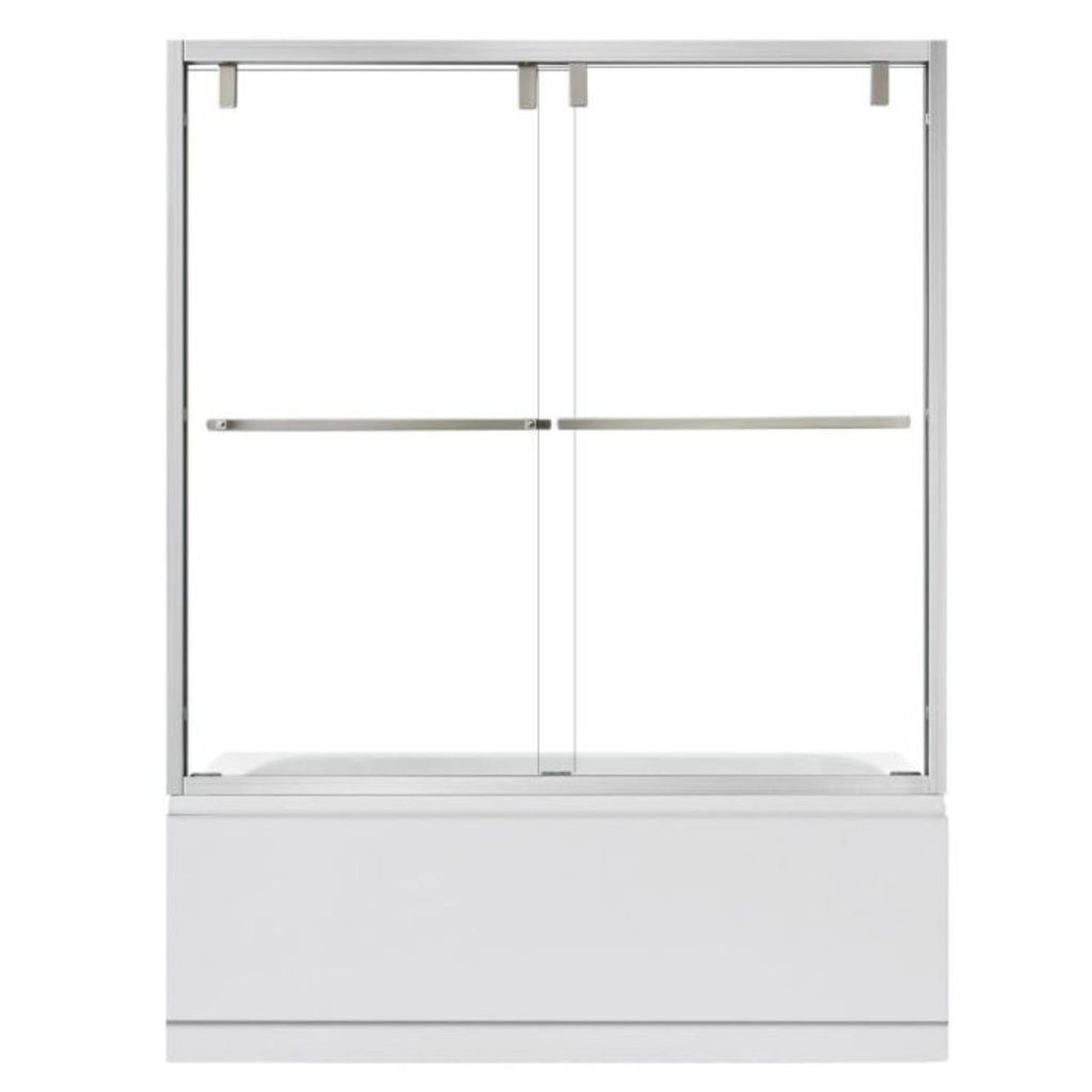 Vinnova Brescia 60" x 58" Brushed Nickel Reversible Double Sliding Bypass Framed Tub Door