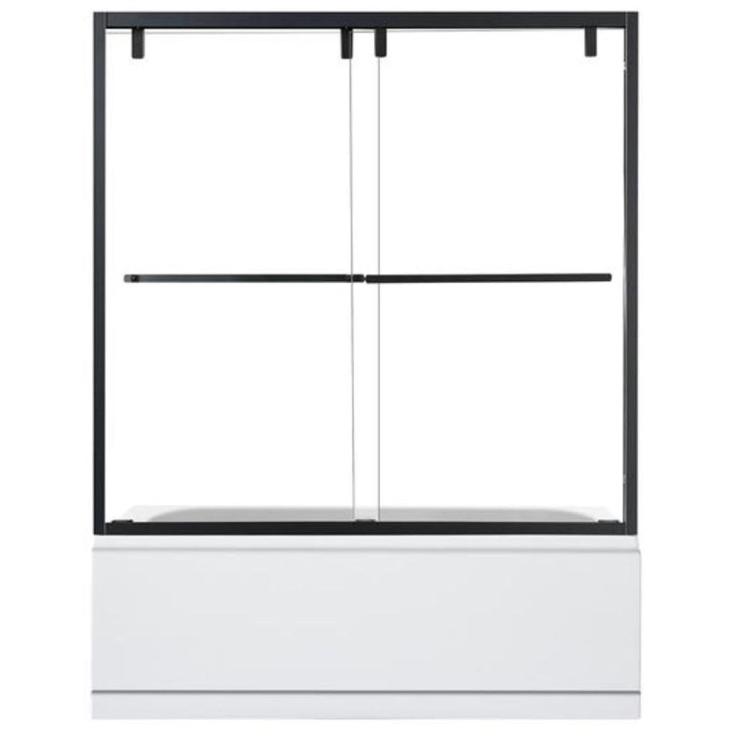 Vinnova Brescia 60" x 58" Matte Black Reversible Double Sliding Bypass Framed Tub Door