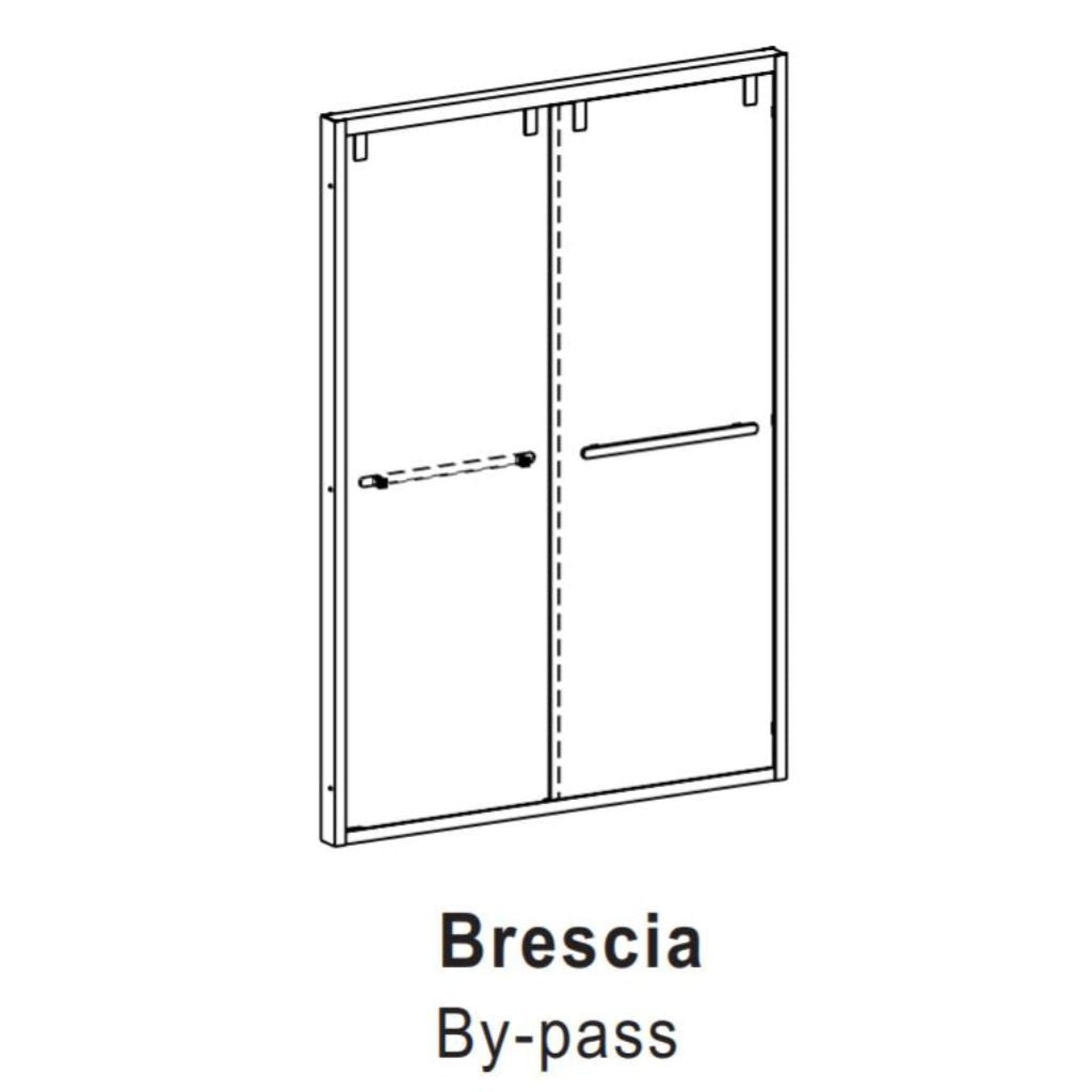 Vinnova Brescia 60" x 76" Brushed Nickel Reversible Double Sliding Bypass Framed Shower Door