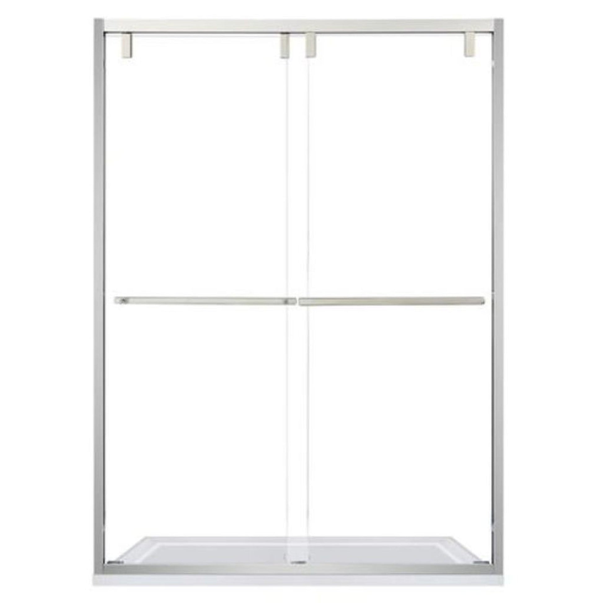 Vinnova Brescia 60" x 76" Brushed Nickel Reversible Double Sliding Bypass Framed Shower Door