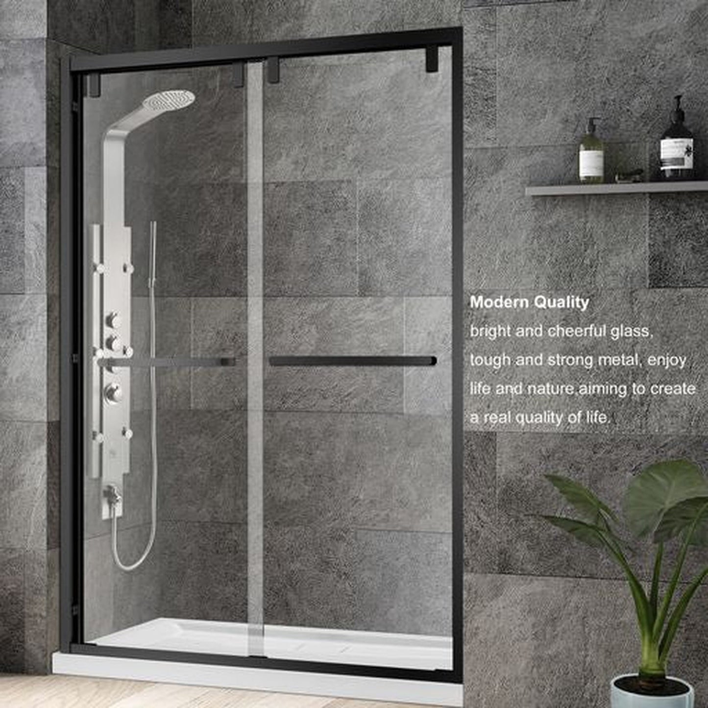 Vinnova Brescia 60" x 76" Polished Chrome Reversible Double Sliding Bypass Framed Shower Door