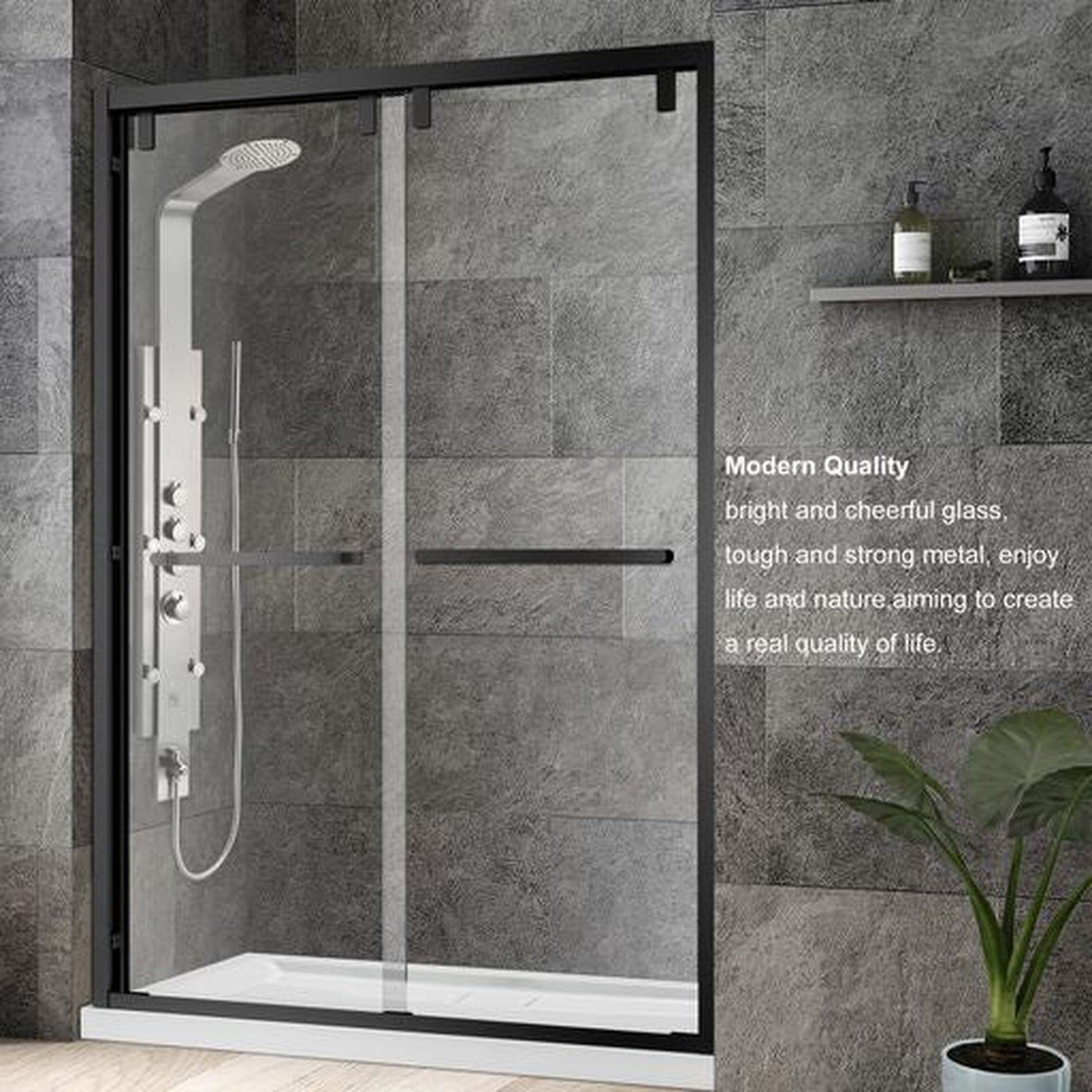 Vinnova Brescia 68" x 76"Brushed Nickel Reversible Double Sliding Bypass Framed Shower Door