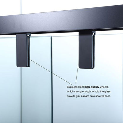 Vinnova Brescia 68" x 76"Matte Black Reversible Double Sliding Bypass Framed Shower Door