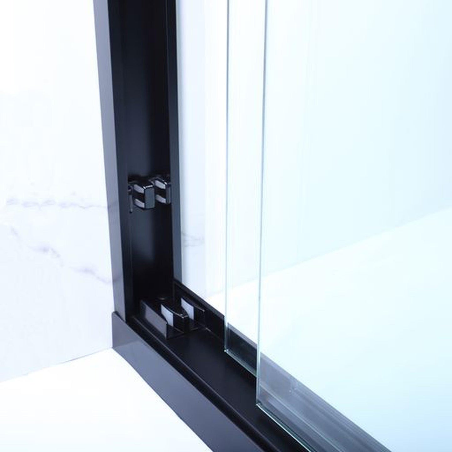 Vinnova Brescia 68" x 76"Matte Black Reversible Double Sliding Bypass Framed Shower Door