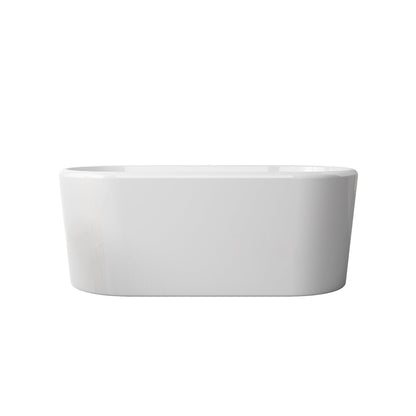 Vinnova Caserta 59" x 28" White Oval Freestanding Soaking Acrylic Bathtub
