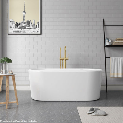 Vinnova Caserta 59" x 28" White Oval Freestanding Soaking Acrylic Bathtub