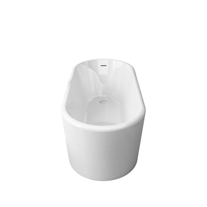 Vinnova Caserta 67" x 28" White Oval Freestanding Soaking Acrylic Bathtub