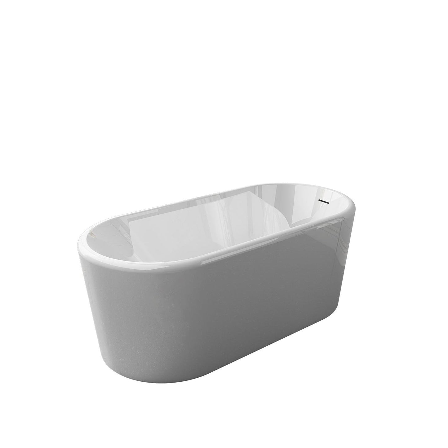 Vinnova Caserta 67" x 28" White Oval Freestanding Soaking Acrylic Bathtub