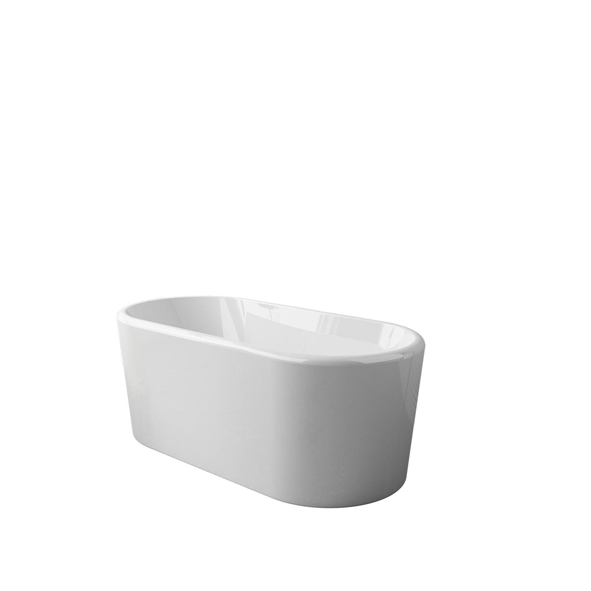 Vinnova Caserta 67" x 28" White Oval Freestanding Soaking Acrylic Bathtub