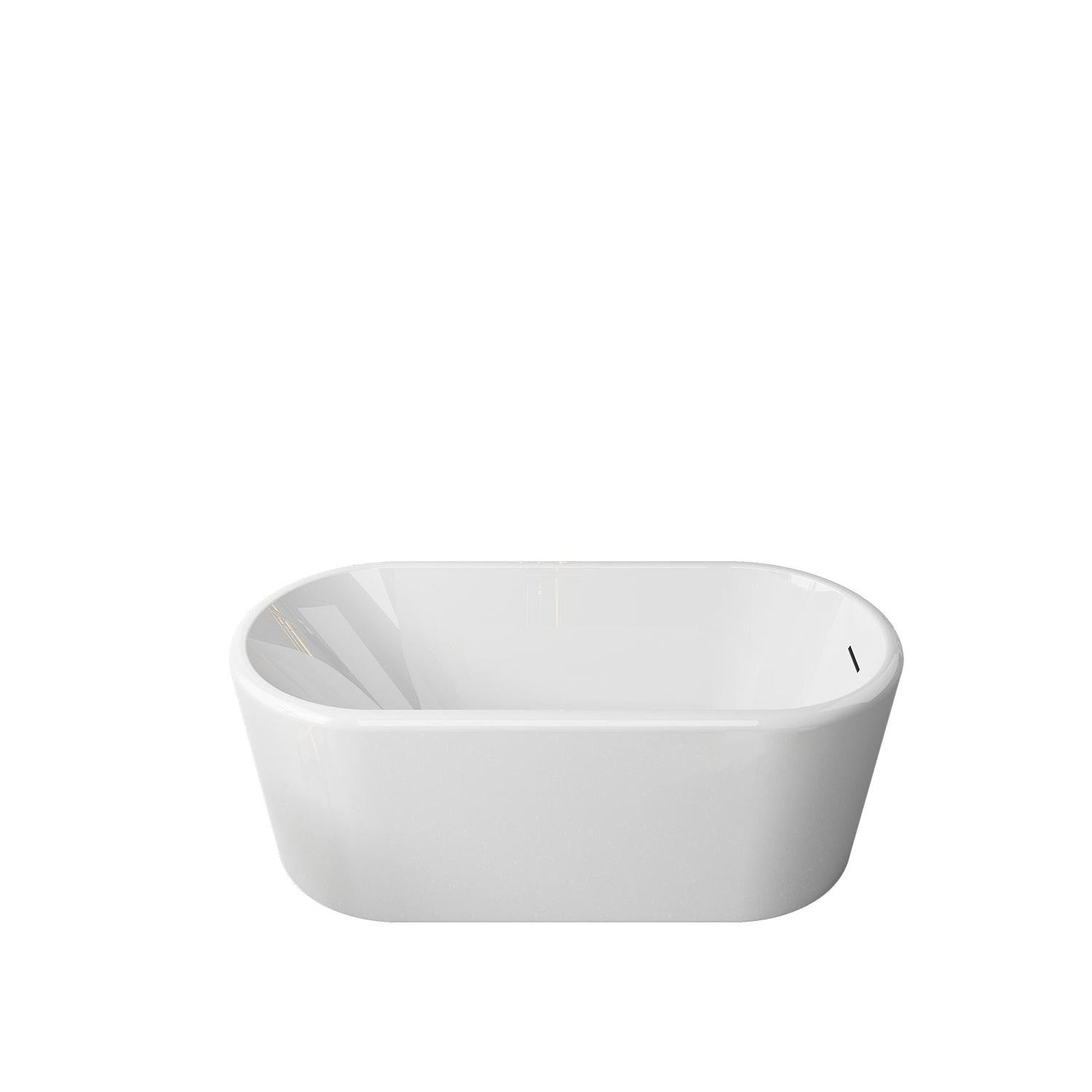 Vinnova Caserta 67" x 28" White Oval Freestanding Soaking Acrylic Bathtub
