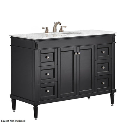 Vinnova Catania 48" Espresso Freestanding Single Vanity Set In White Carrara Marble Top With Undermount Ceramic Sink