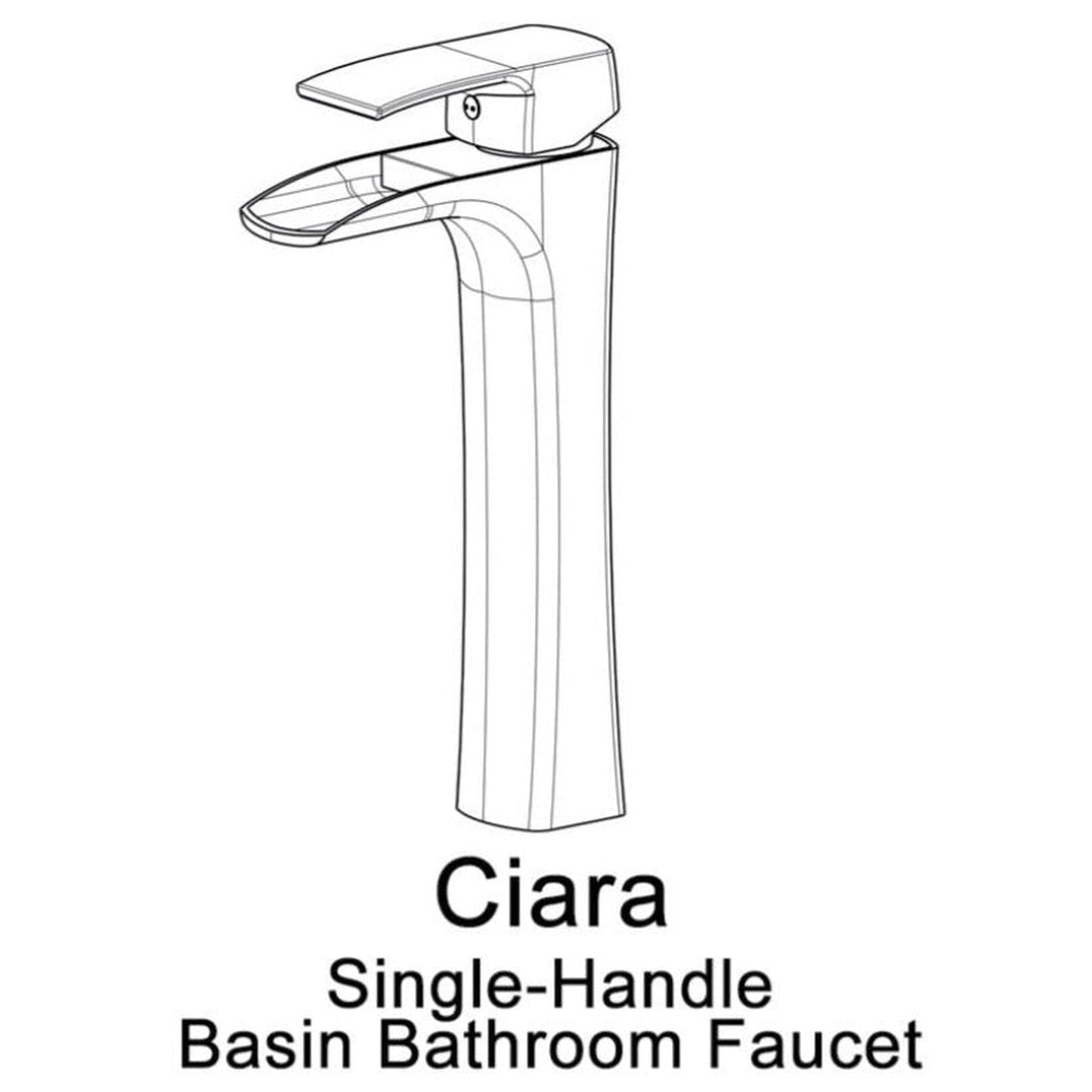 Vinnova Ciara 12" Single Hole High Arc Brushed Nickel Waterfall Vessel Bathroom Sink Faucet