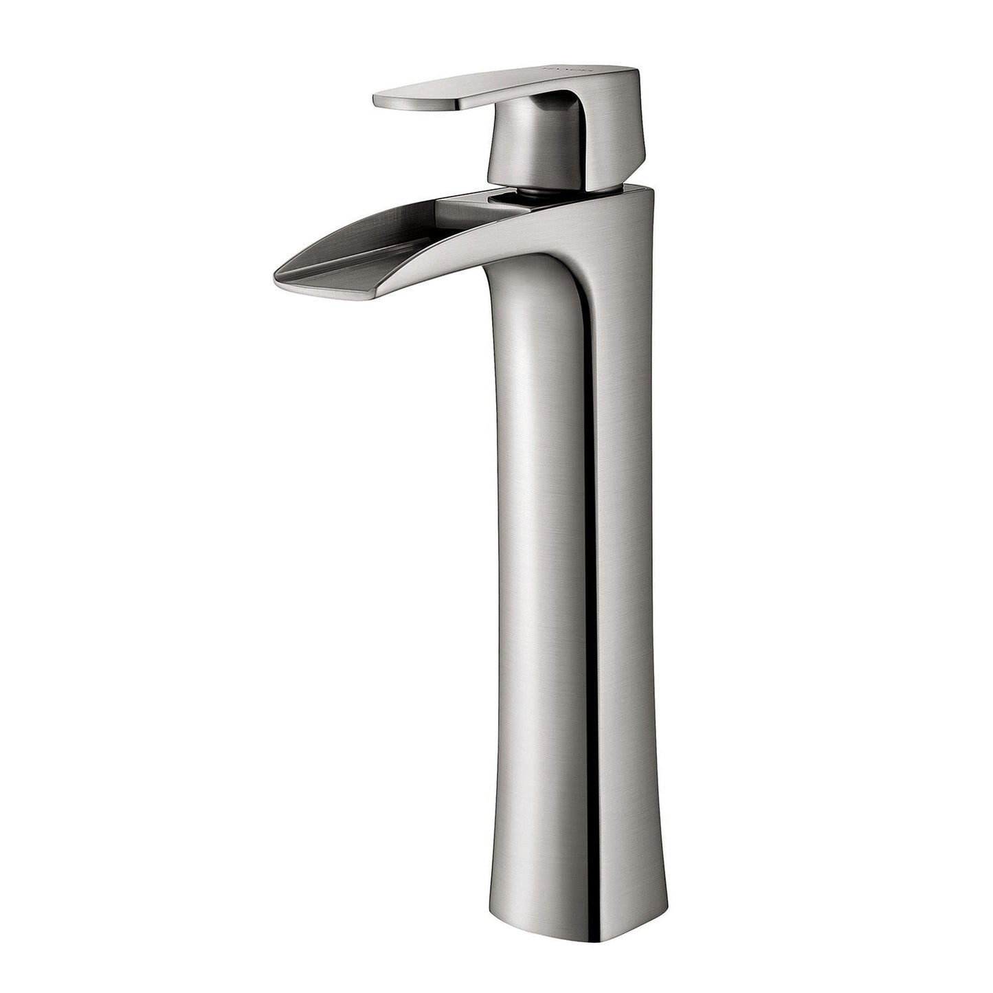 Vinnova Ciara 12" Single Hole High Arc Brushed Nickel Waterfall Vessel Bathroom Sink Faucet