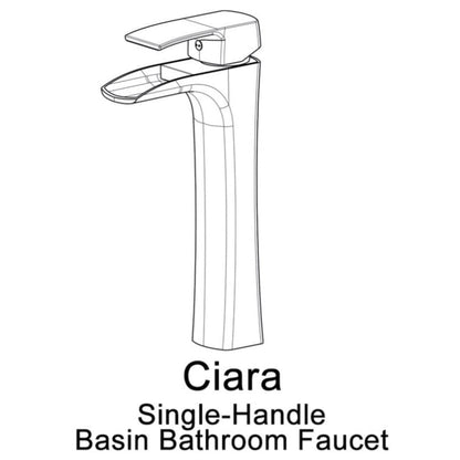 Vinnova Ciara 12" Single Hole Matte Black High Arc Waterfall Vessel Bathroom Sink Faucet
