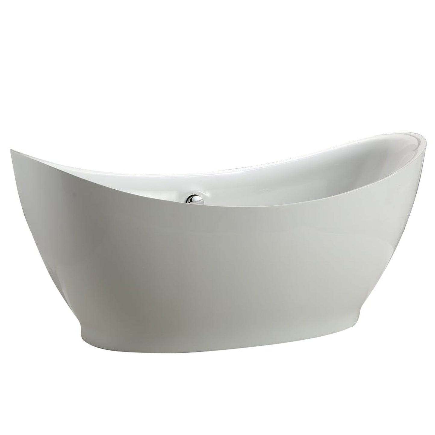 Vinnova Divinity 68" x 30" White Oval Freestanding Double Slipper Soaking Acrylic Bathtub