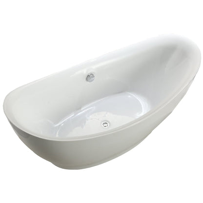 Vinnova Divinity 68" x 30" White Oval Freestanding Double Slipper Soaking Acrylic Bathtub