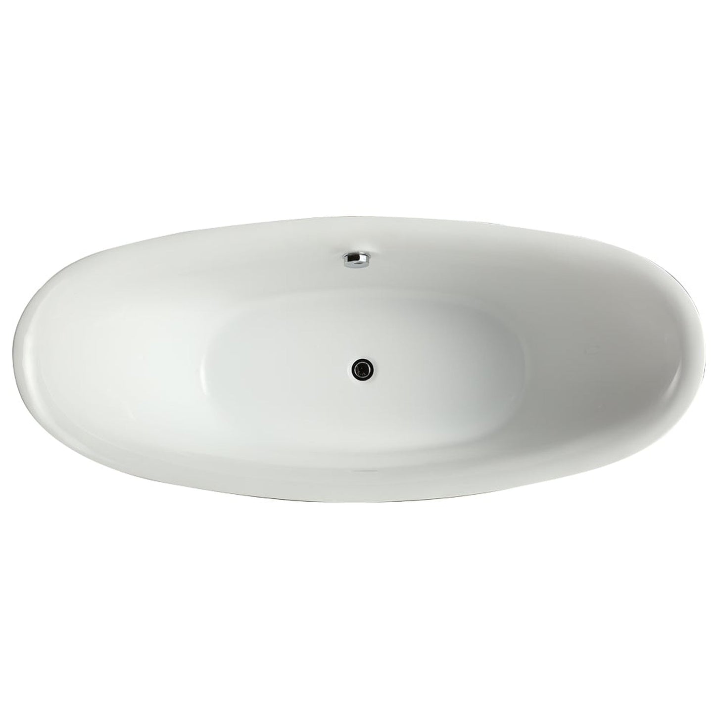 Vinnova Divinity 68" x 30" White Oval Freestanding Double Slipper Soaking Acrylic Bathtub
