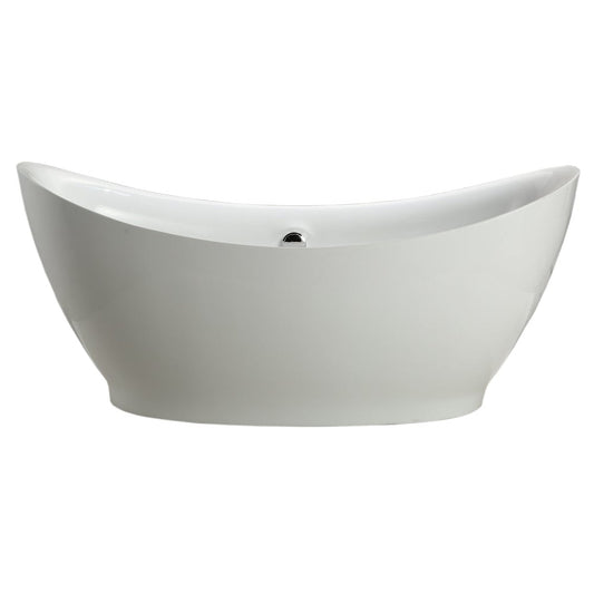Vinnova Divinity 68" x 30" White Oval Freestanding Double Slipper Soaking Acrylic Bathtub