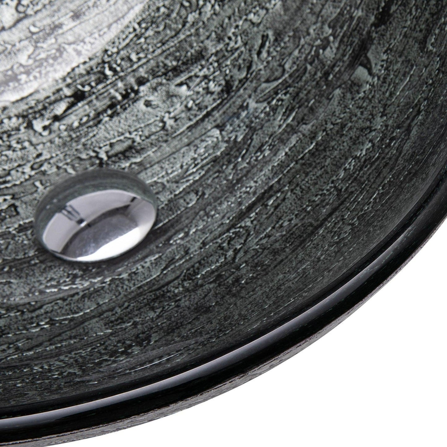 Vinnova Enna 17" Black Tree Bark Circular Tempered Glass Painted by Hand Vessel Bathroom Sink Without Faucet