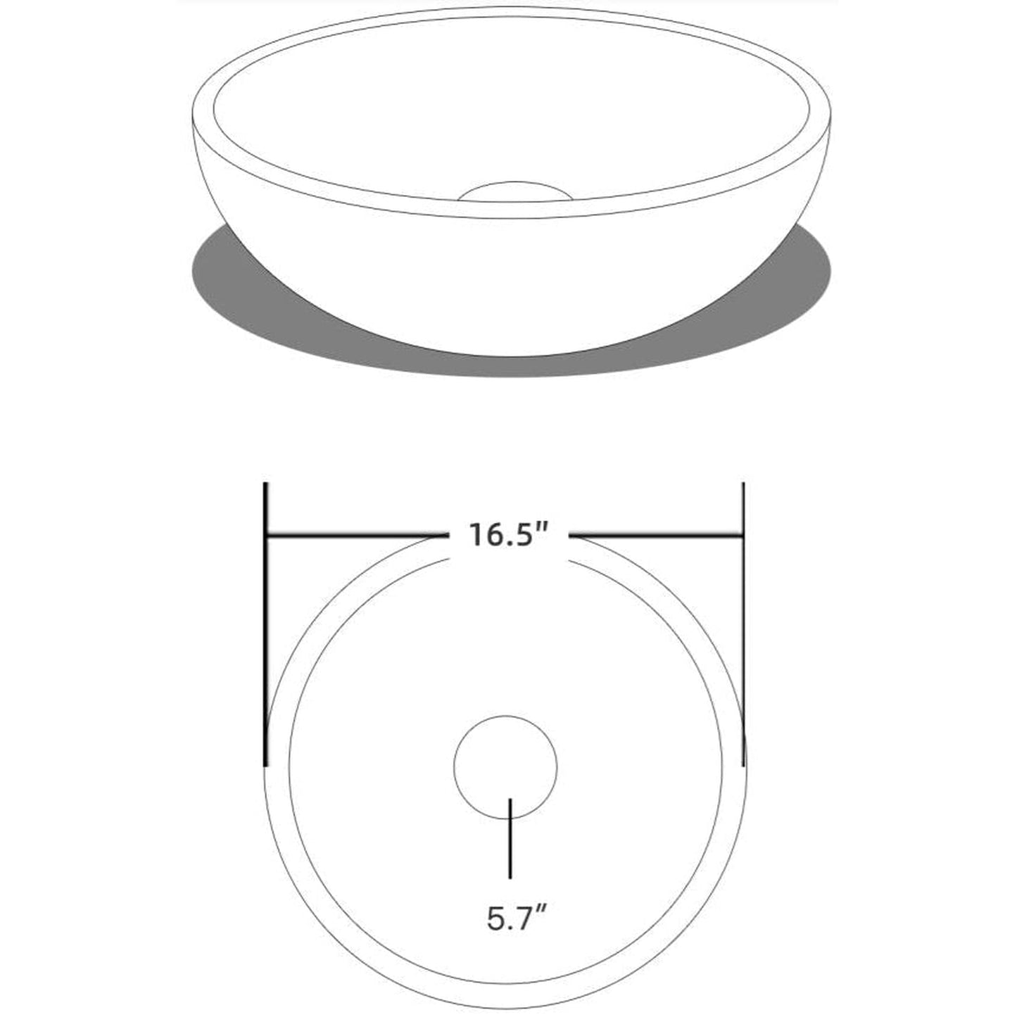 Vinnova Enna 17" Clear Circular Tempered Glass Painted by Hand Vessel Bathroom Sink Without Faucet