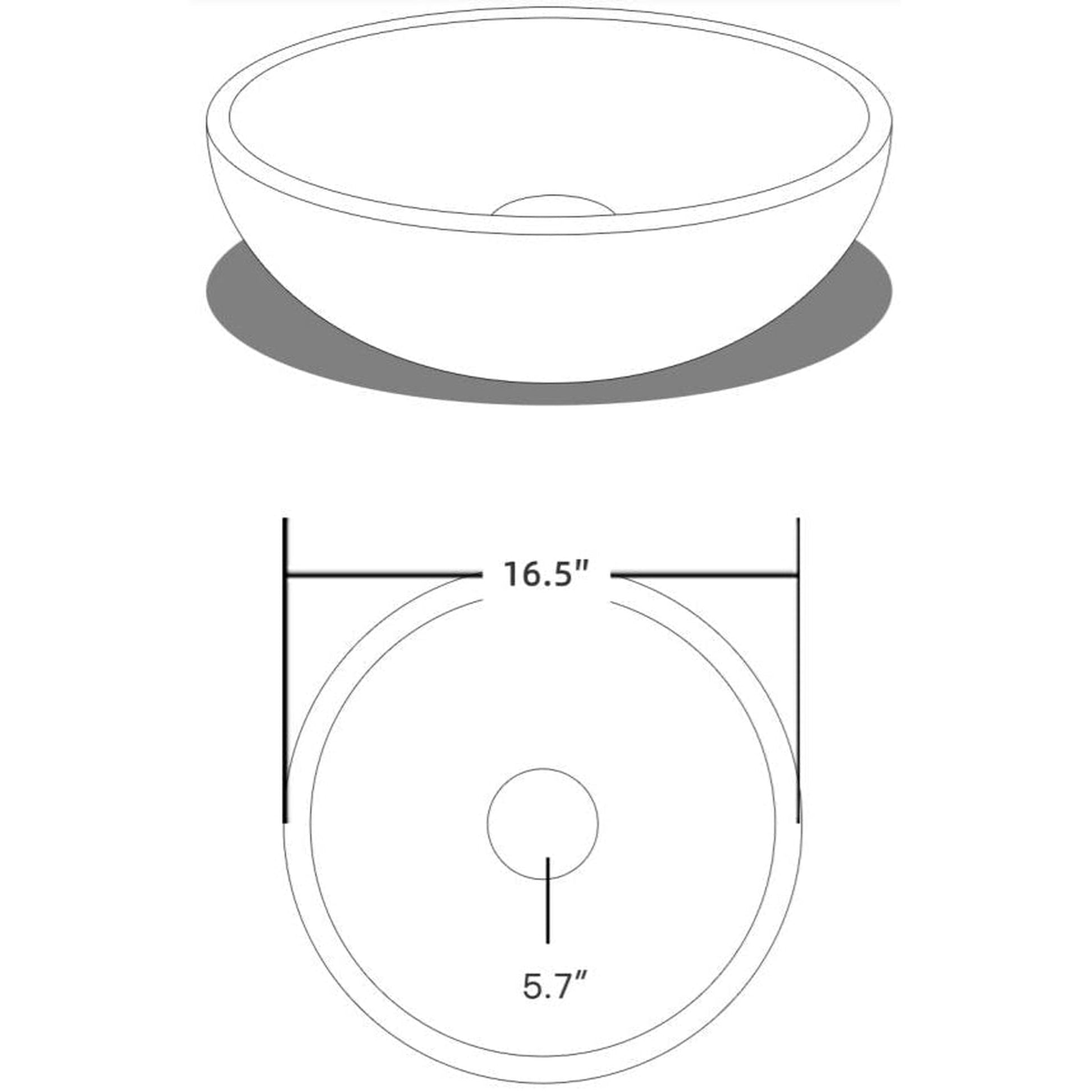 Vinnova Enna 17" Clear Circular Tempered Glass Painted by Hand Vessel Bathroom Sink Without Faucet