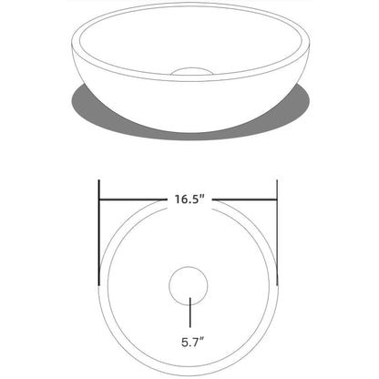 Vinnova Enna 17" Clear Circular Tempered Glass Painted by Hand Vessel Bathroom Sink Without Faucet