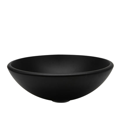 Vinnova Enna 17" Matte Black Circular Tempered Glass Painted by Hand Vessel Bathroom Sink Without Faucet