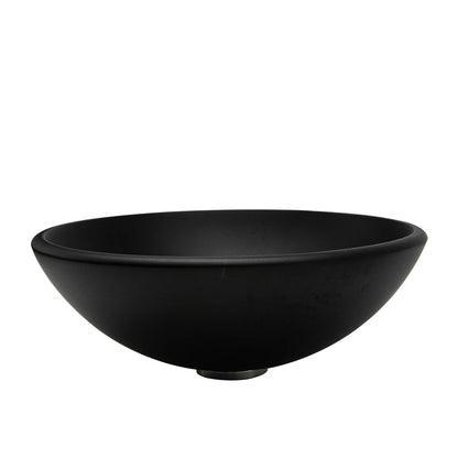 Vinnova Enna 17" Matte Black Circular Tempered Glass Painted by Hand Vessel Bathroom Sink Without Faucet