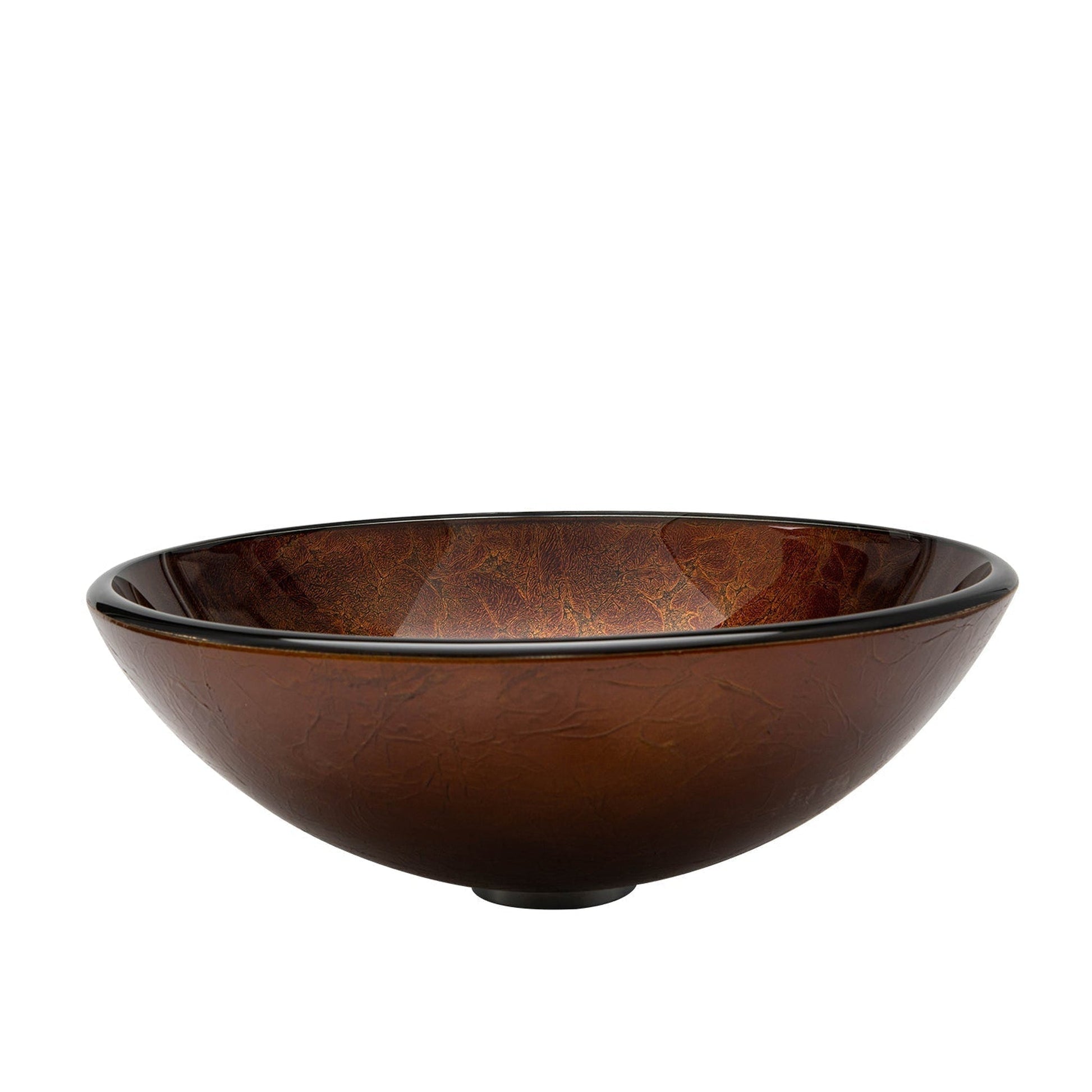 Vinnova Enna 17" Reddish Brown Circular Tempered Glass Painted by Hand Vessel Bathroom Sink Without Faucet