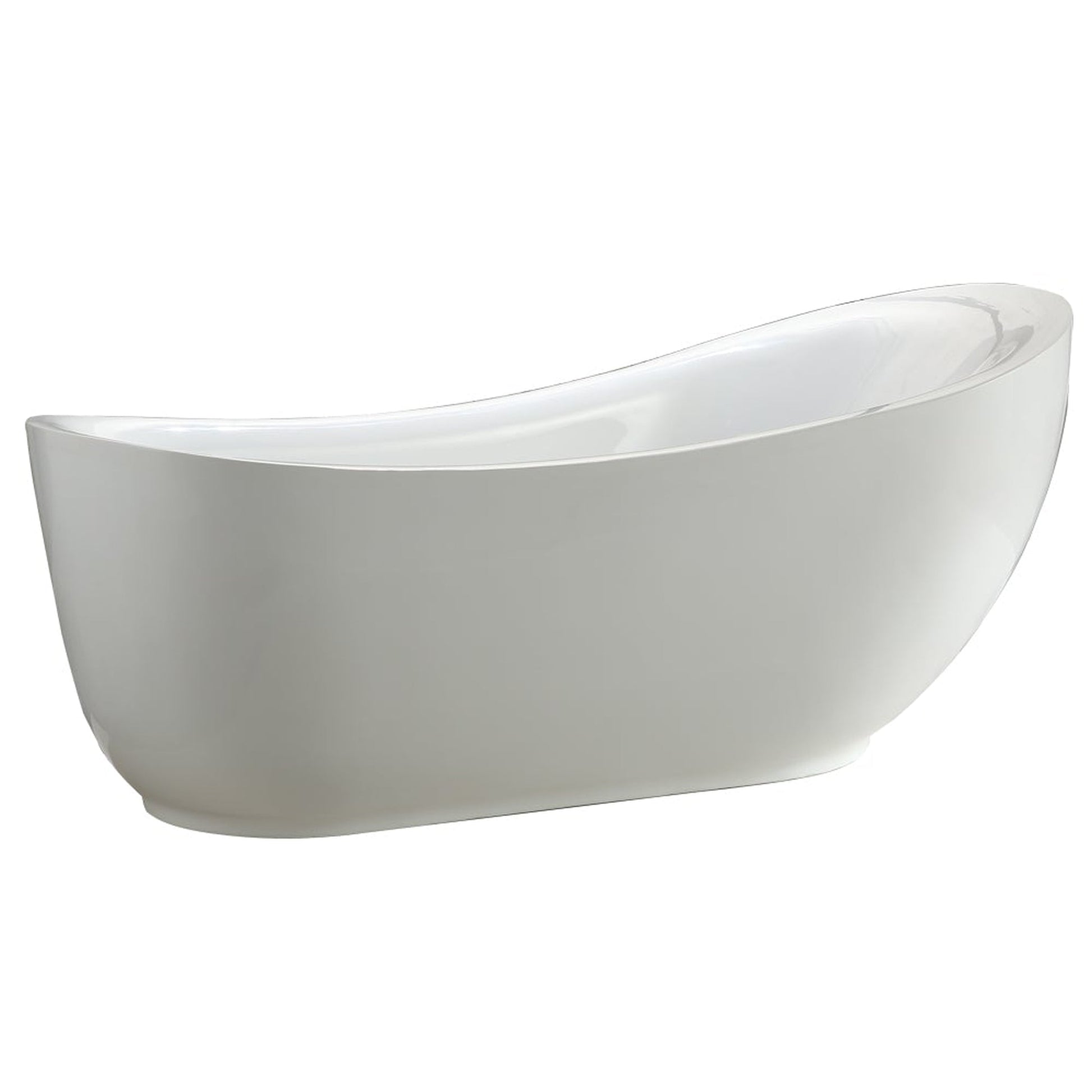 Vinnova Everlie 71" x 35" White Rectangular Freestanding Single Slipper Soaking Acrylic Bathtub