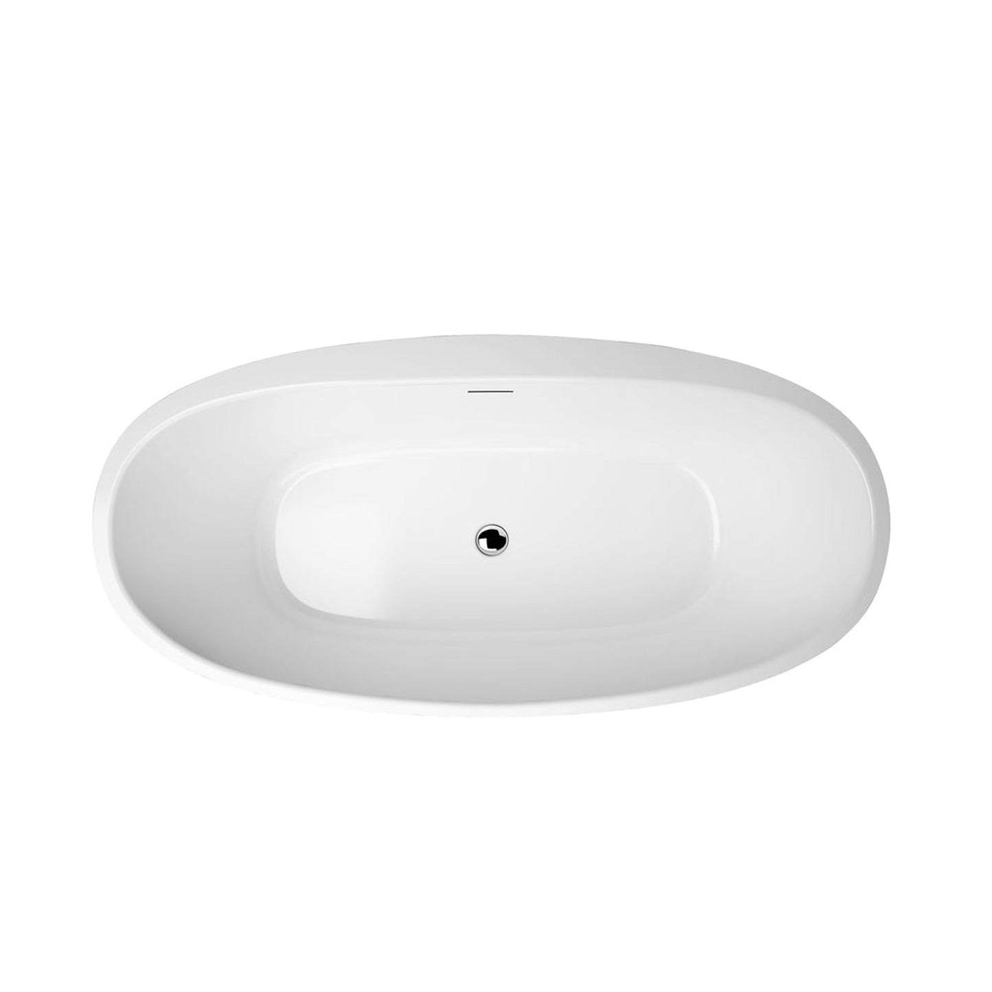 Vinnova Everly 59" x 32" White Oval Freestanding Soaking Acrylic Bathtub