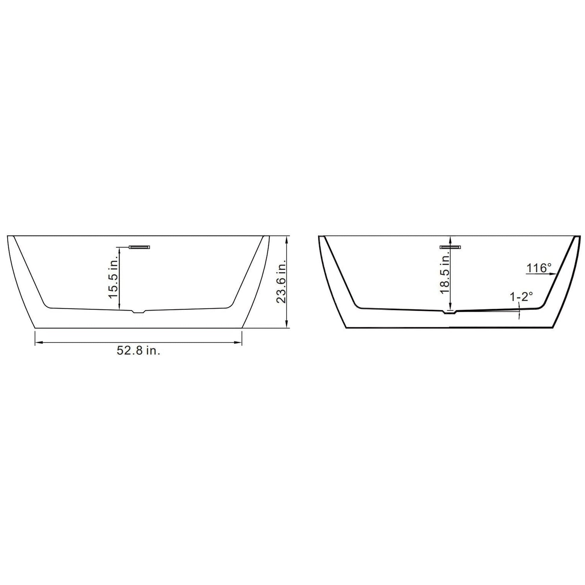 Vinnova Everly 59" x 32" White Oval Freestanding Soaking Acrylic Bathtub