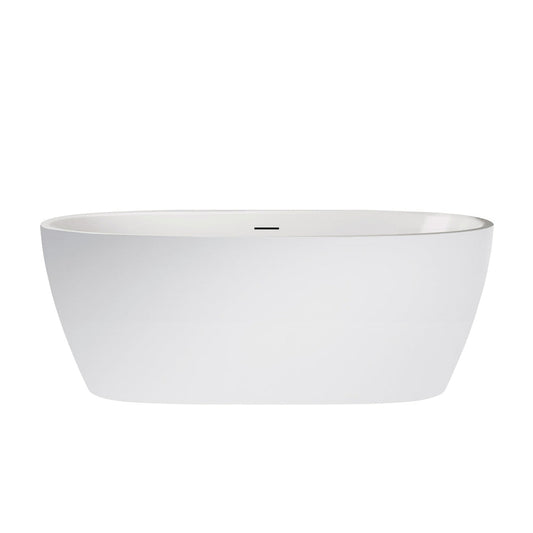 Vinnova Everly 59" x 32" White Oval Freestanding Soaking Acrylic Bathtub