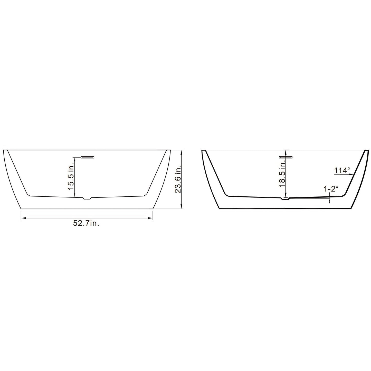 Vinnova Everly 67" x 32" White Oval Freestanding Soaking Acrylic Bathtub