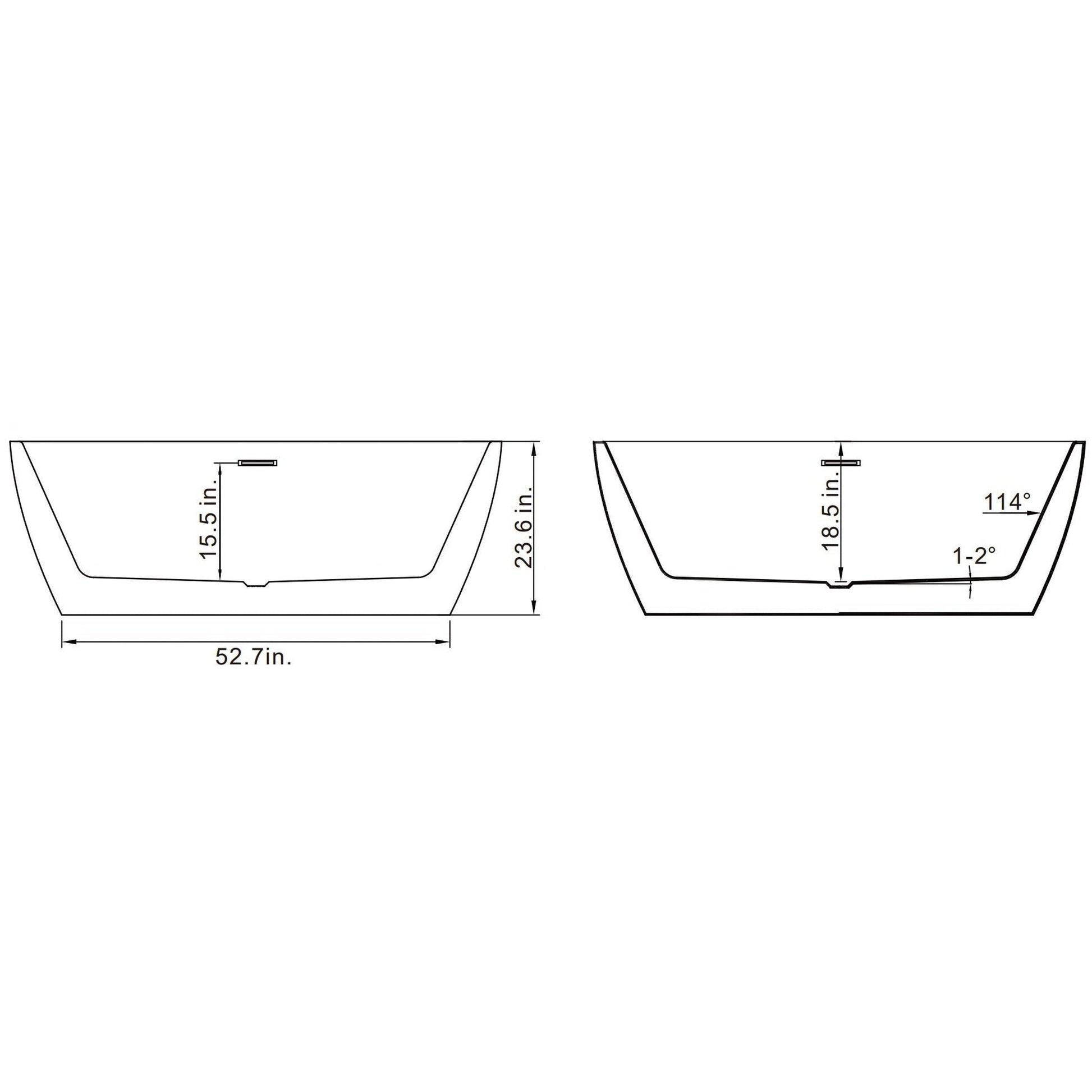 Vinnova Everly 67" x 32" White Oval Freestanding Soaking Acrylic Bathtub