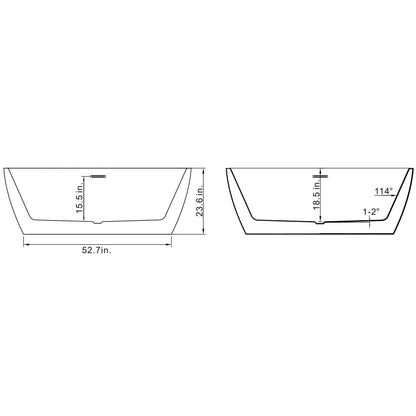 Vinnova Everly 67" x 32" White Oval Freestanding Soaking Acrylic Bathtub