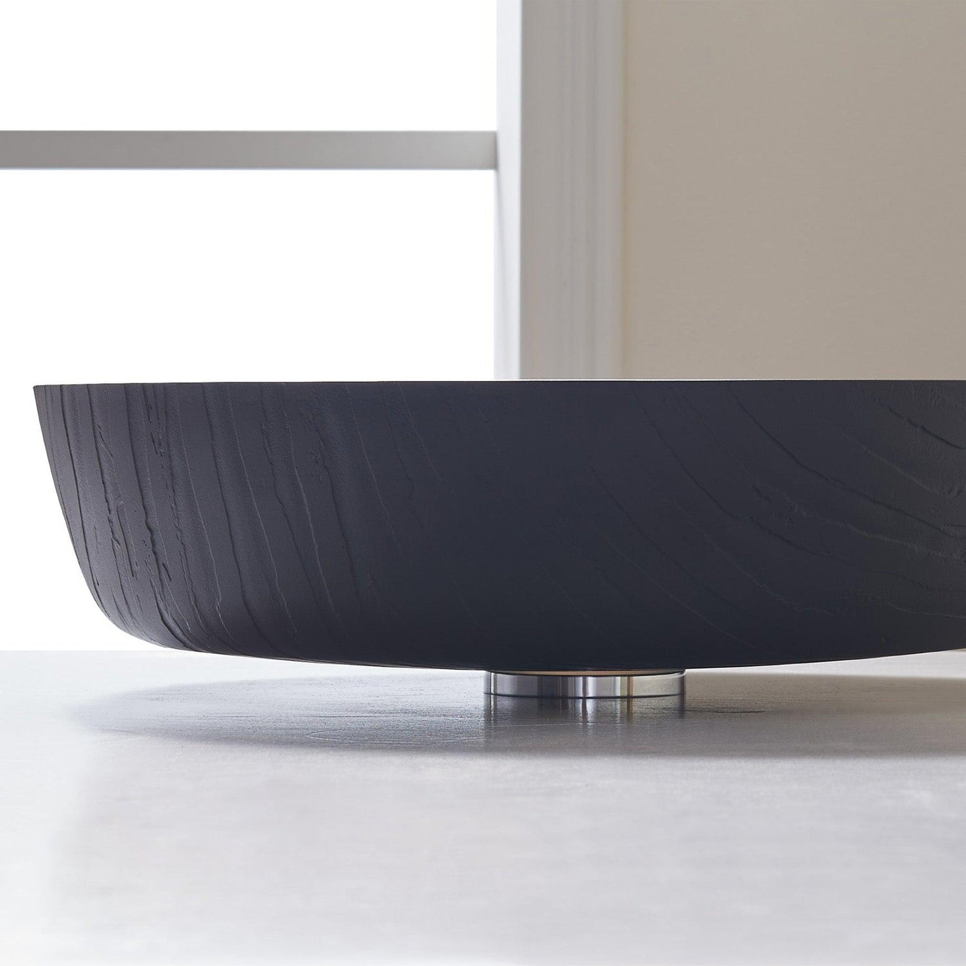 Vinnova Ferrol 17" Matte Black Circular Tempered Glass Painted by Hand Vessel Bathroom Sink Without Faucet