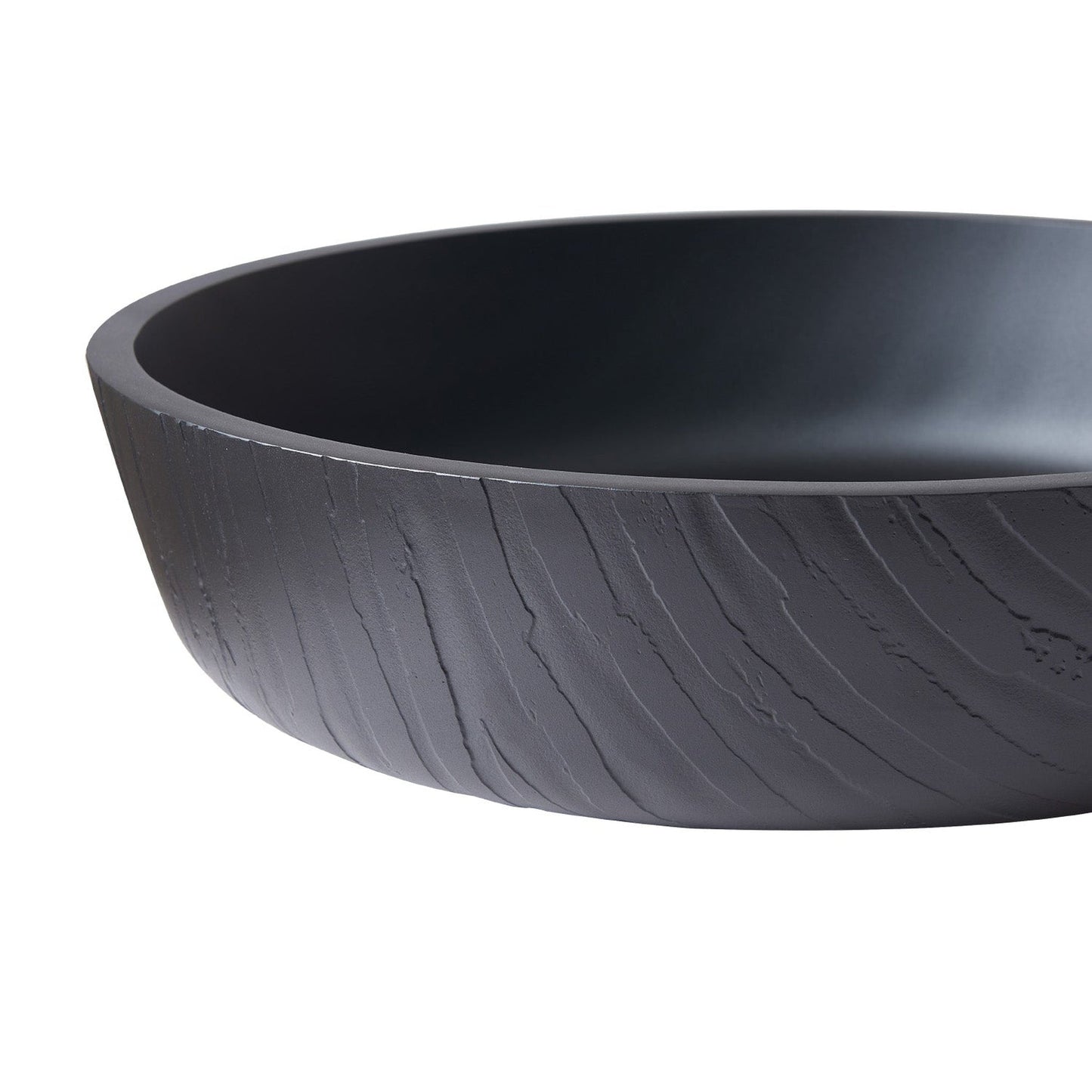 Vinnova Ferrol 17" Matte Black Circular Tempered Glass Painted by Hand Vessel Bathroom Sink Without Faucet