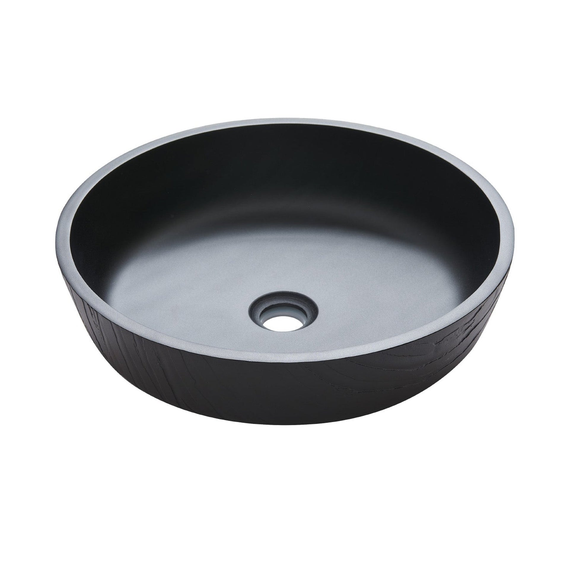 Vinnova Ferrol 17" Matte Black Circular Tempered Glass Painted by Hand Vessel Bathroom Sink Without Faucet