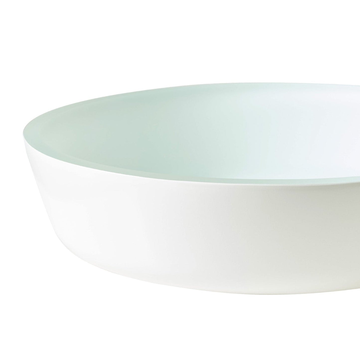 Vinnova Ferrol 17" White Circular Tempered Glass Painted by Hand Vessel Bathroom Sink Without Faucet