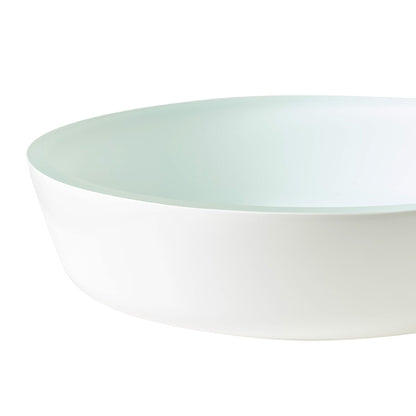 Vinnova Ferrol 17" White Circular Tempered Glass Painted by Hand Vessel Bathroom Sink Without Faucet