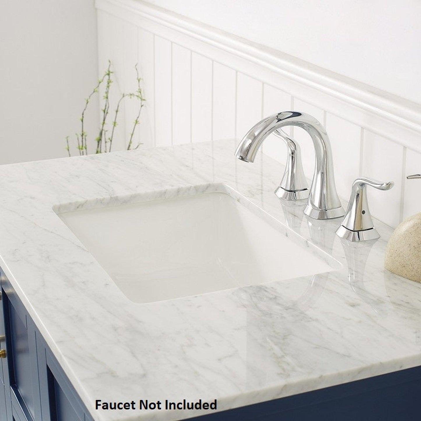 Vinnova Florence 36" Royal Blue Freestanding Single Vanity Set In White Carrara Marble Top With Undermount Ceramic Sink