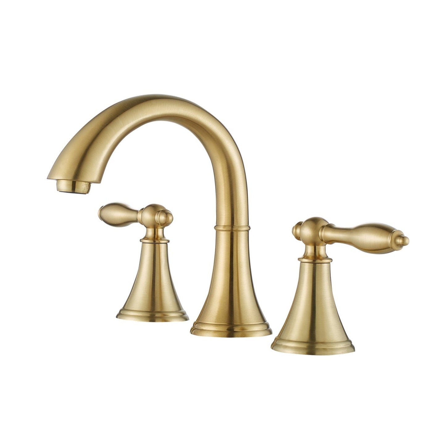 Vinnova Florence 7" Two Hole Brushed Gold 8" Widespread Low Arc Bathroom Sink Faucet