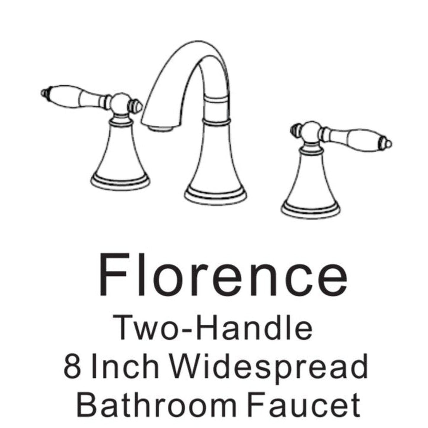 Vinnova Florence 7" Two Hole Brushed Gold 8" Widespread Low Arc Bathroom Sink Faucet