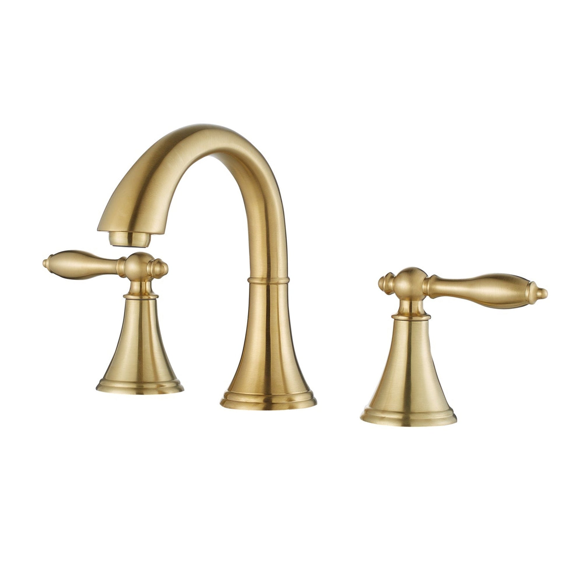 Vinnova Florence 7" Two Hole Brushed Gold 8" Widespread Low Arc Bathroom Sink Faucet