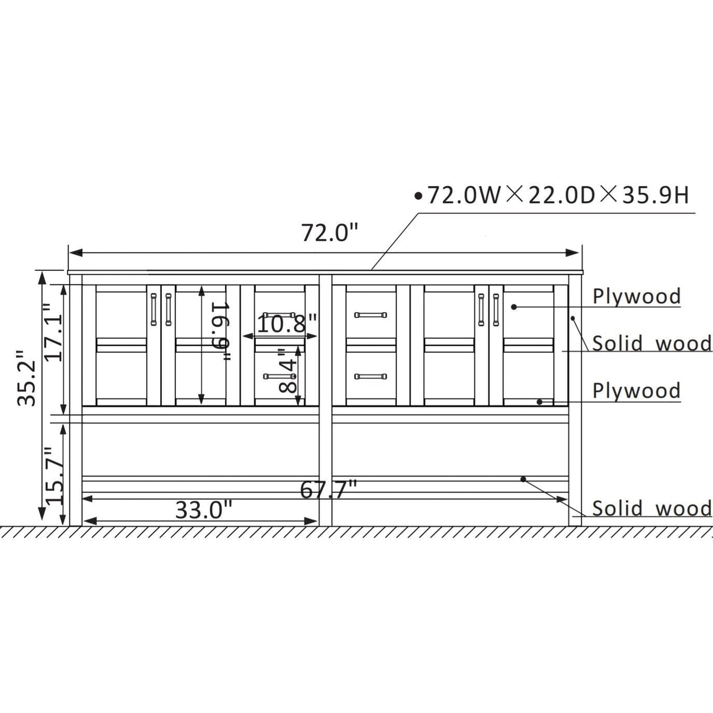 Vinnova Florence 72" Royal Blue Freestanding Double Vanity Set In White Carrara Marble Top With Undermount Ceramic Sink