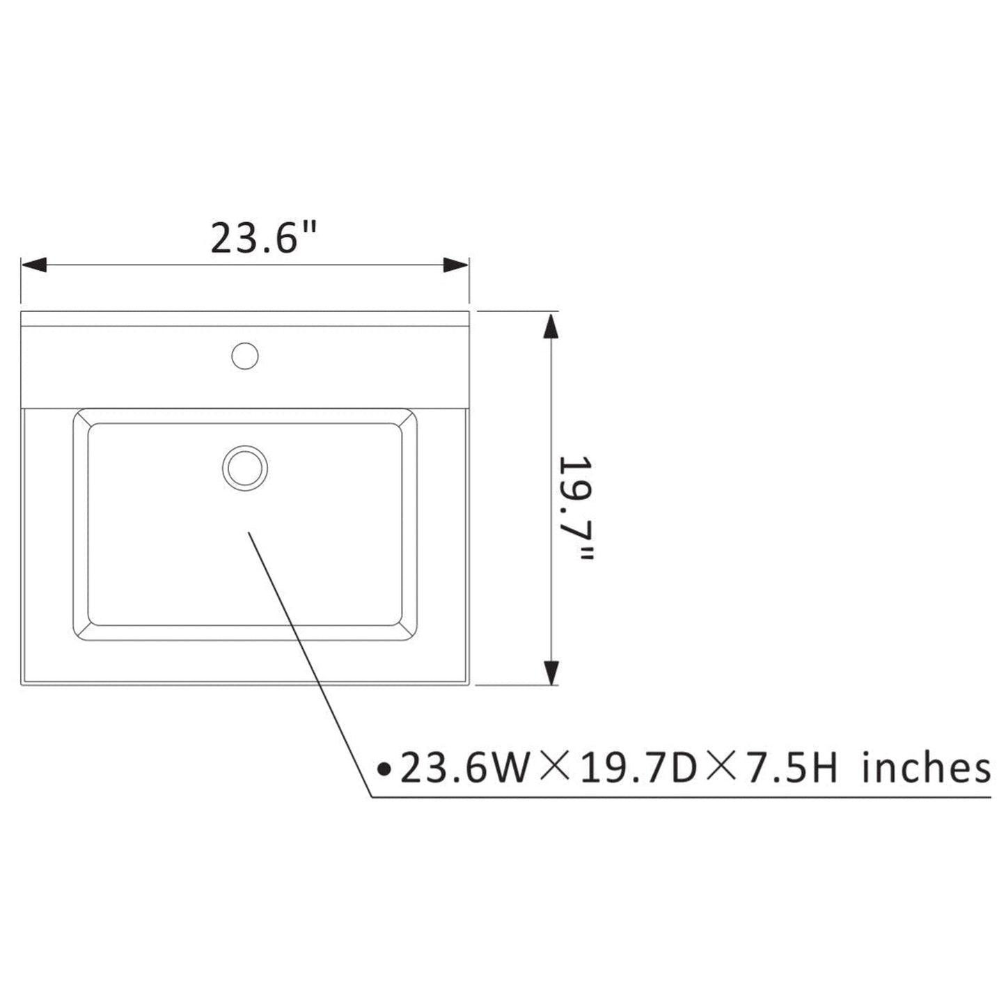 Vinnova Gela 24" Gray Freestanding Single Vanity Set With White Integrated Ceramic Sink