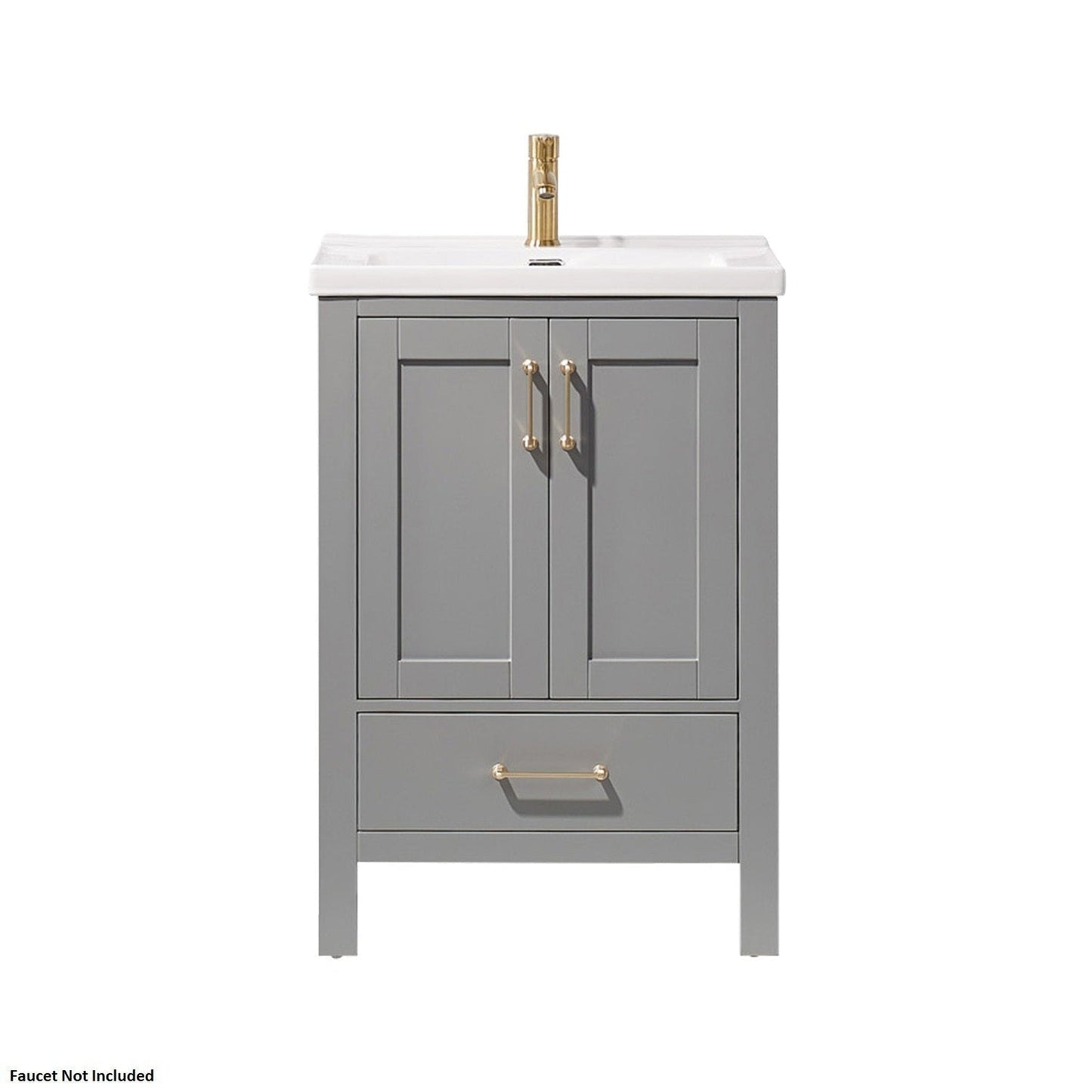 Vinnova Gela 24" Gray Freestanding Single Vanity Set With White Integrated Ceramic Sink