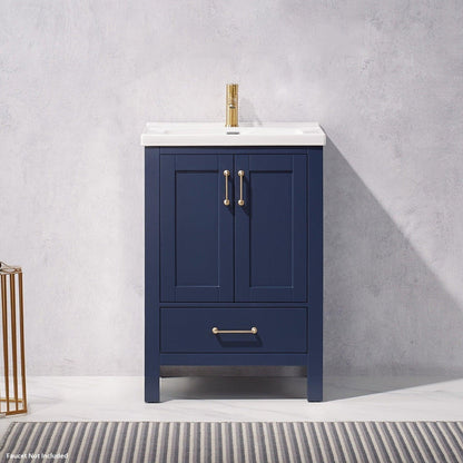 Vinnova Gela 24" Royal Blue Freestanding Single Vanity Set With White Integrated Ceramic Sink