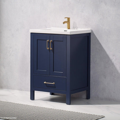 Vinnova Gela 24" Royal Blue Freestanding Single Vanity Set With White Integrated Ceramic Sink